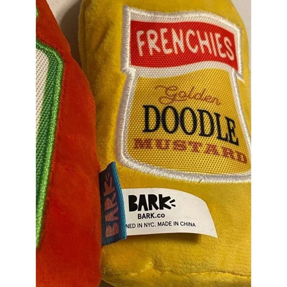 Bark Box Backyard BBQ Pass The Condimutts Medium Sized Ketchup Mustard Squeaker